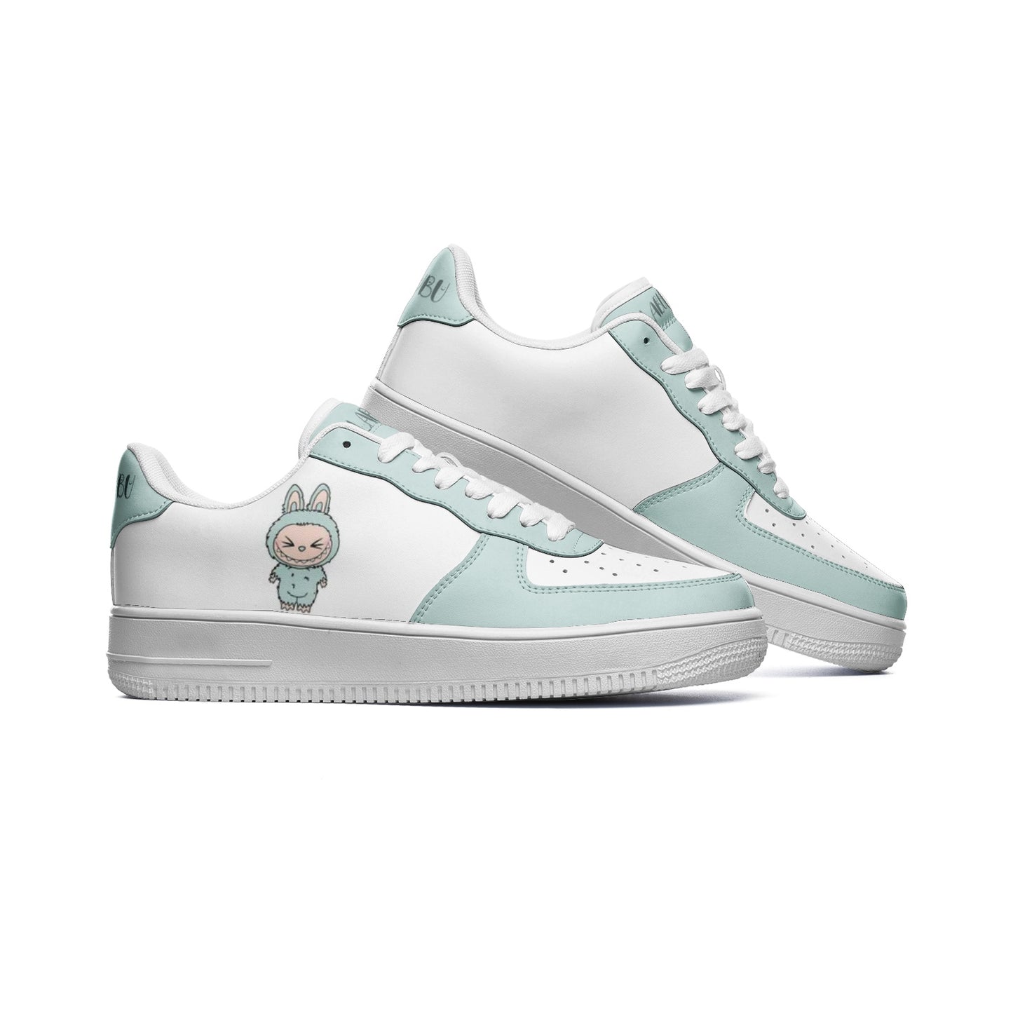 Labubu Unisex Low Top Leather Sneakers- mint green