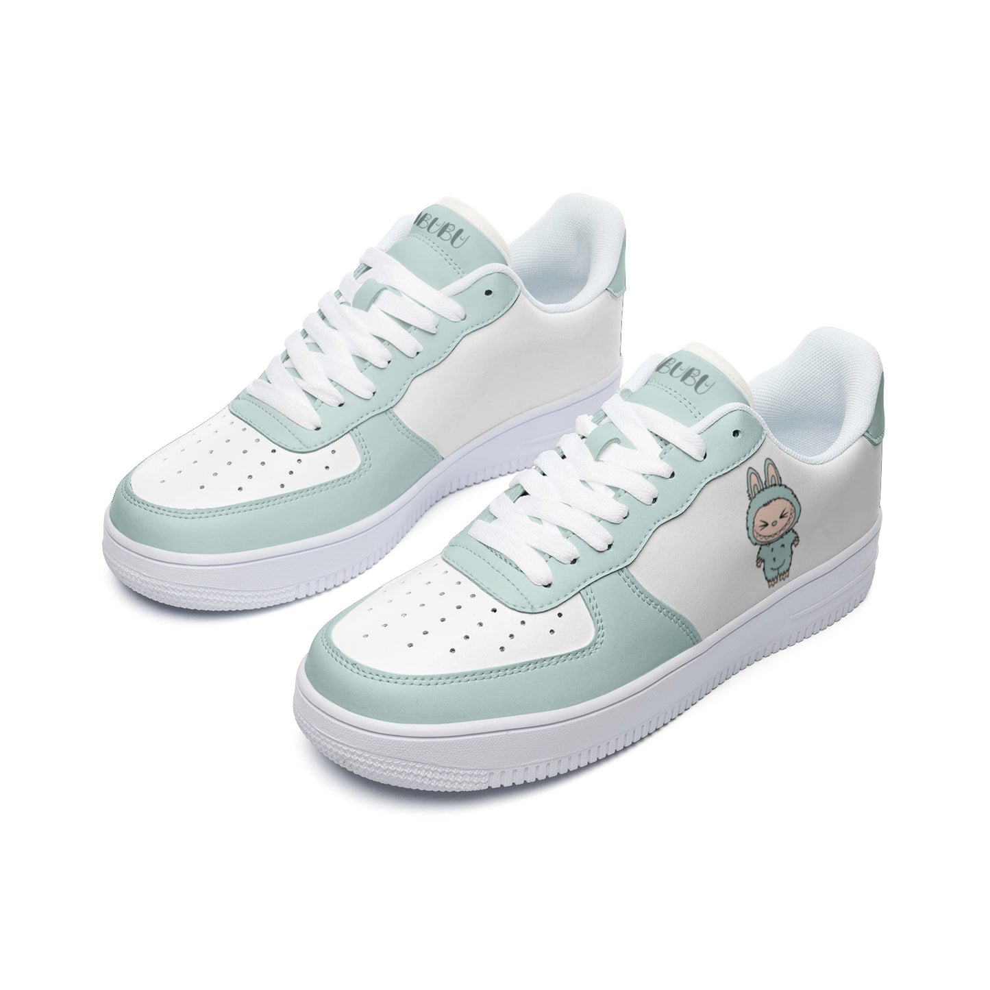 Labubu Unisex Low Top Leather Sneakers- mint green