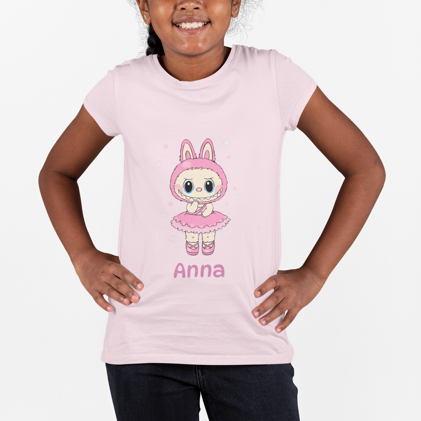 Custom Name Ballerina Labubu Kids T-Shirt, Personalized Tee for Children, Ballet Dance Theme Shirt, Gift for Little Dancer, Labubu Design