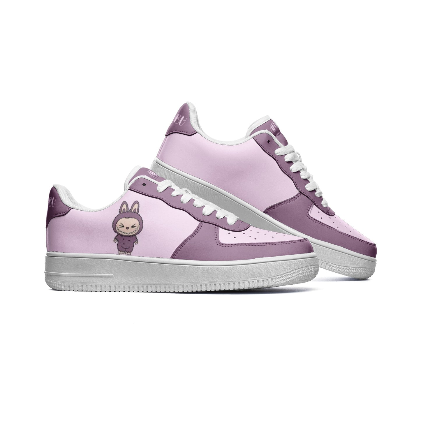 Kawaii Low Top Leather Labubu Sneakers- purple