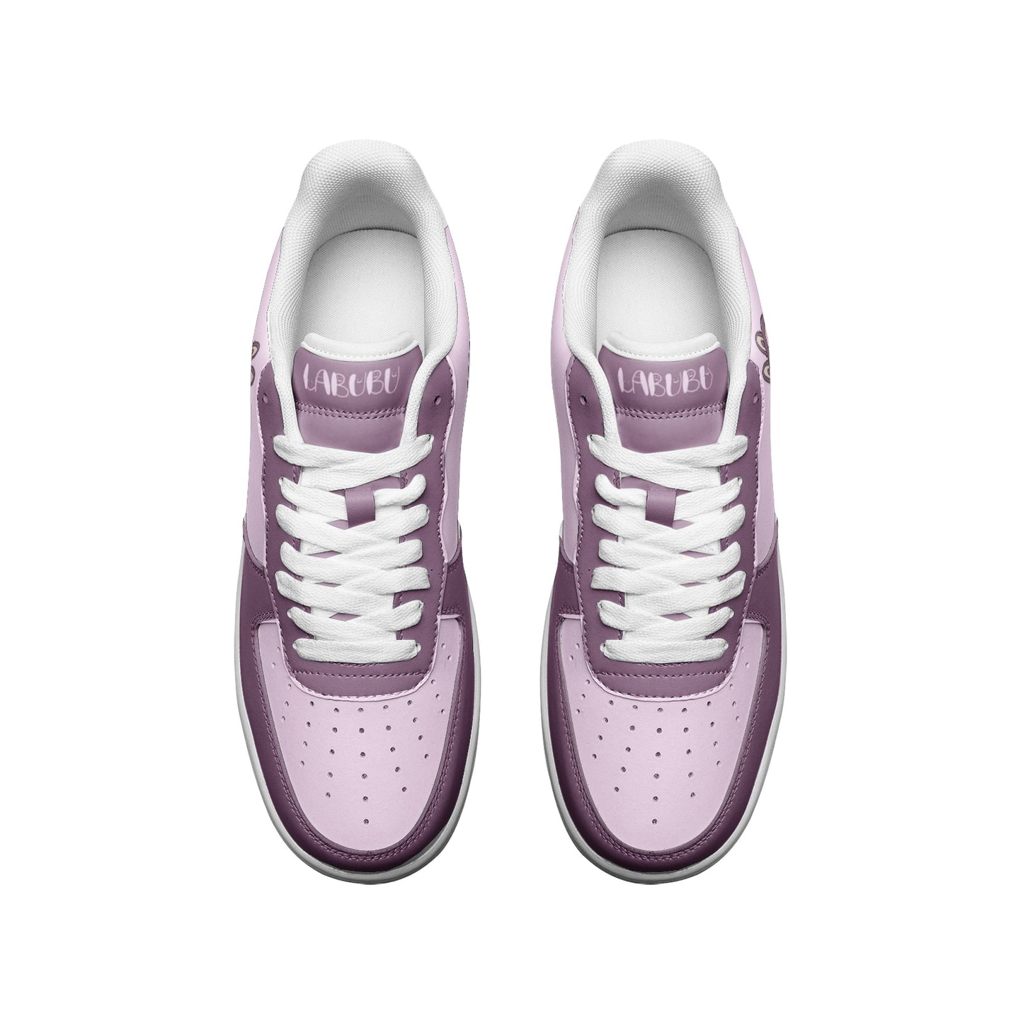 Kawaii Low Top Leather Labubu Sneakers- purple