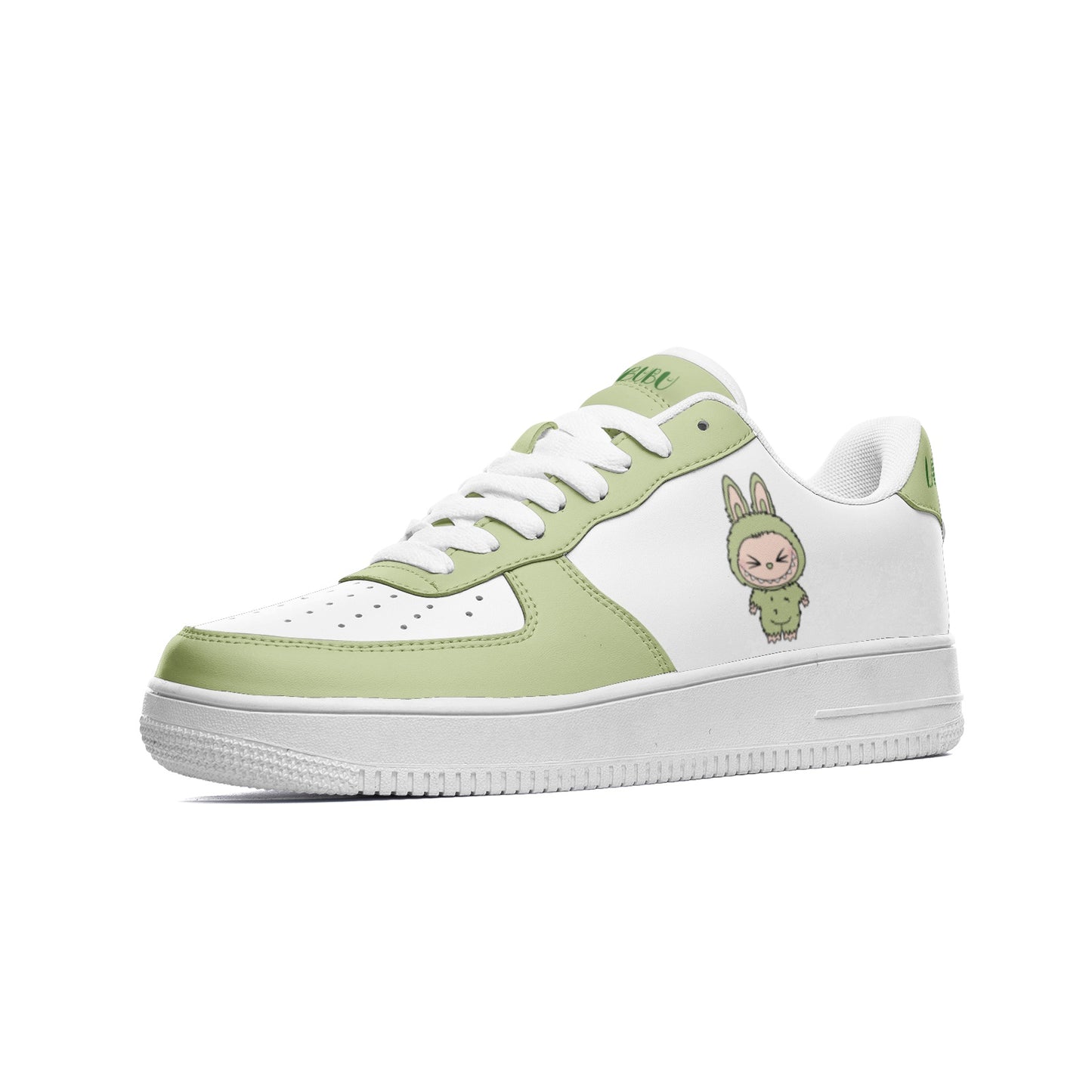 Kawaii Low Top Leather Labubu Sneakers- green