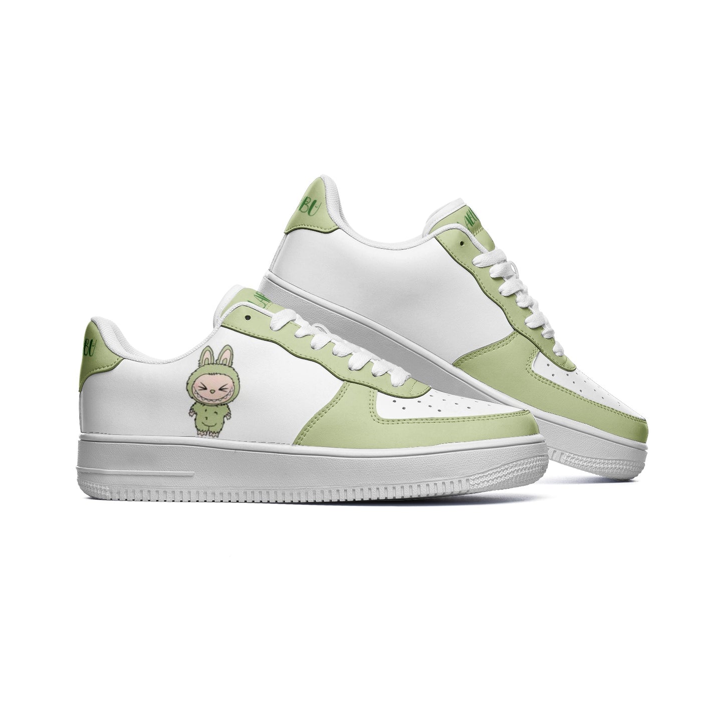 Kawaii Low Top Leather Labubu Sneakers- green