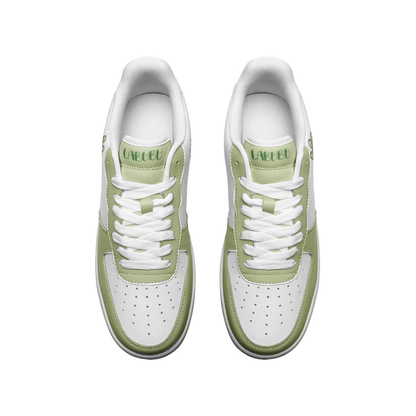 Kawaii Low Top Leather Labubu Sneakers- green