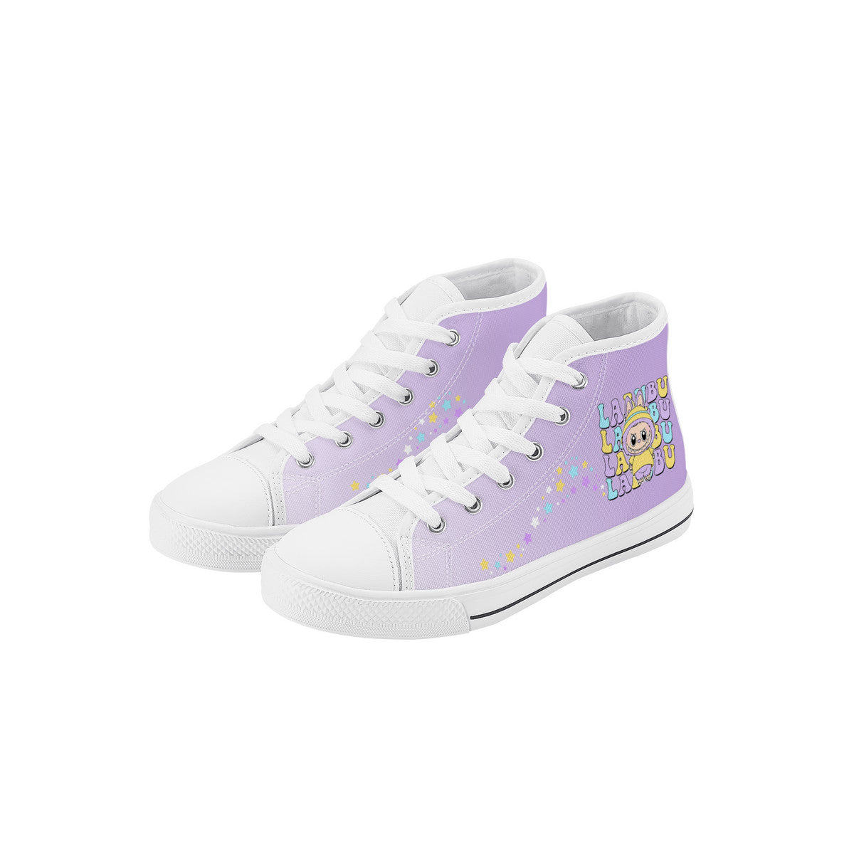 Kids High Top Canvas Shoes Labubu Purple Sneakers