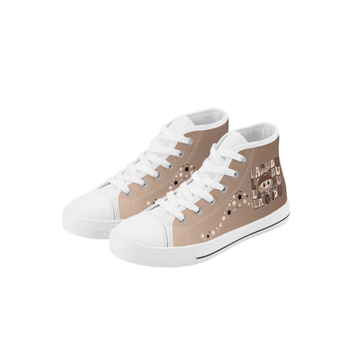 Kids High Top Canvas Shoes Labubu Brown Sneakers