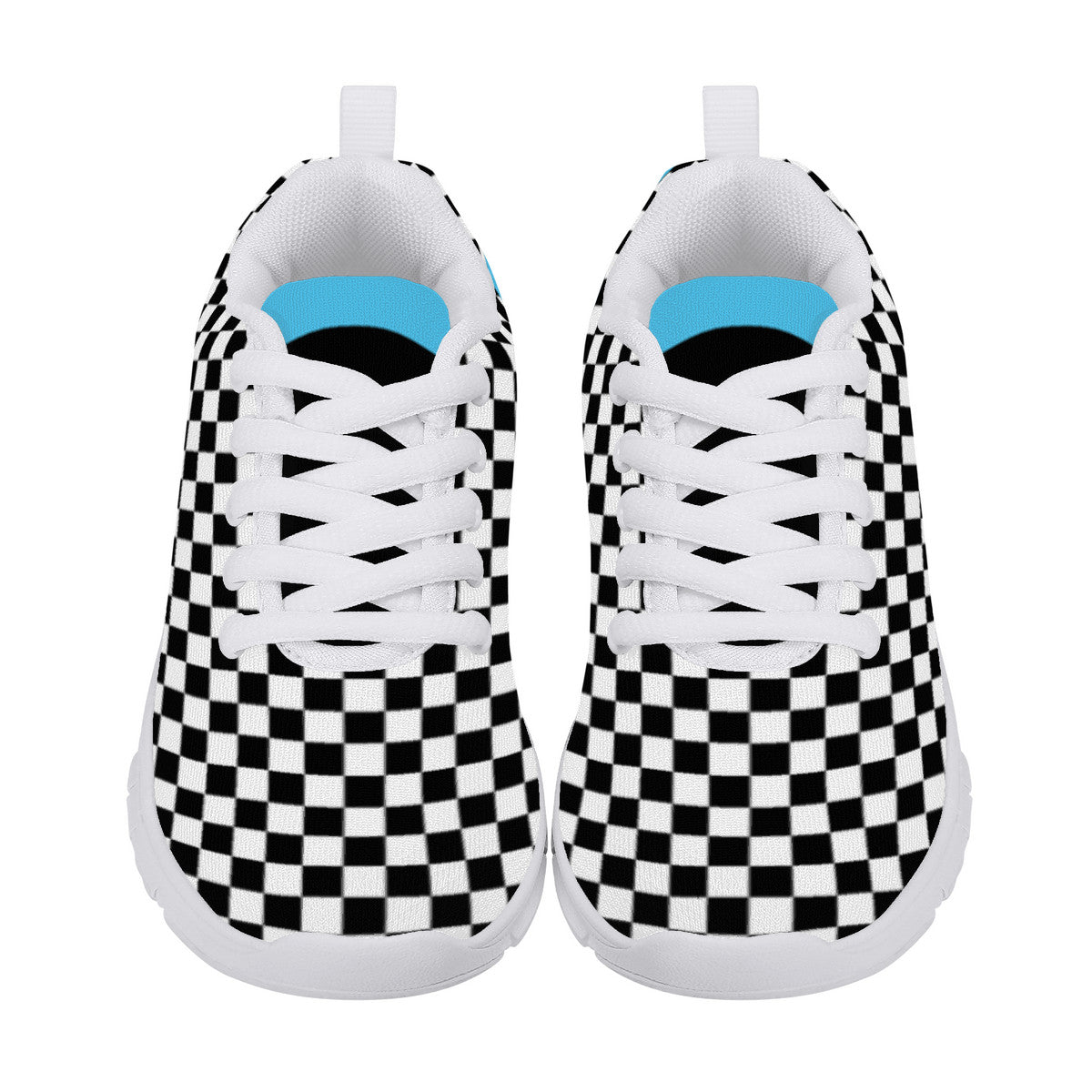 Kids Dance Sneakers - Checkered Black - White - Blue