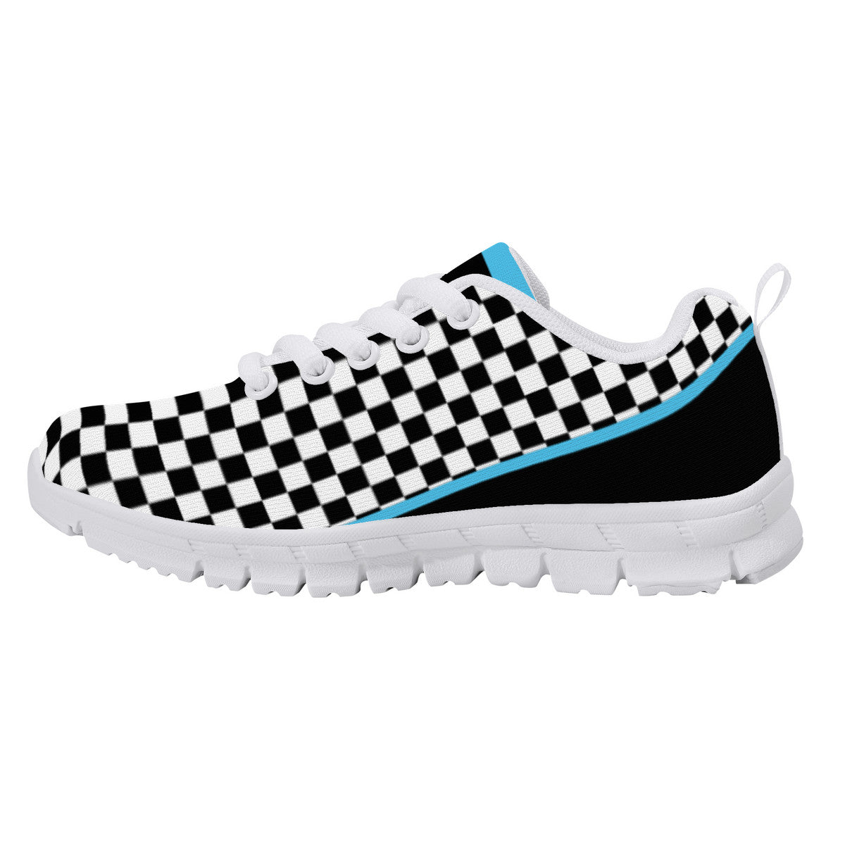 Kids Dance Sneakers - Checkered Black - White - Blue