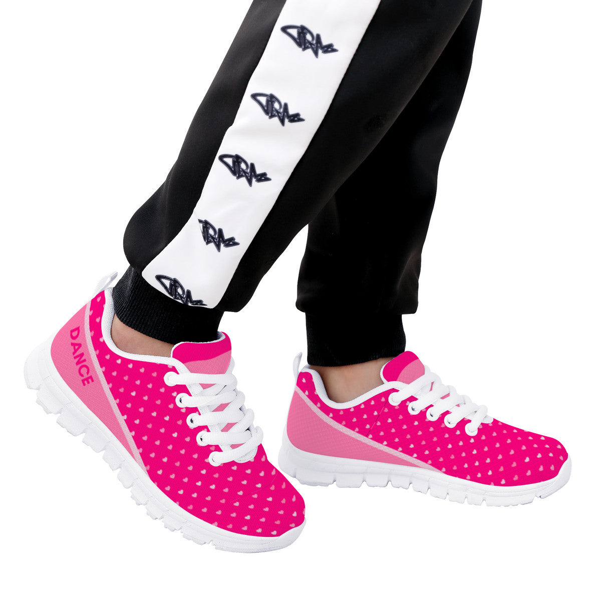 Kids Dance Sneakers - Pink Hearts