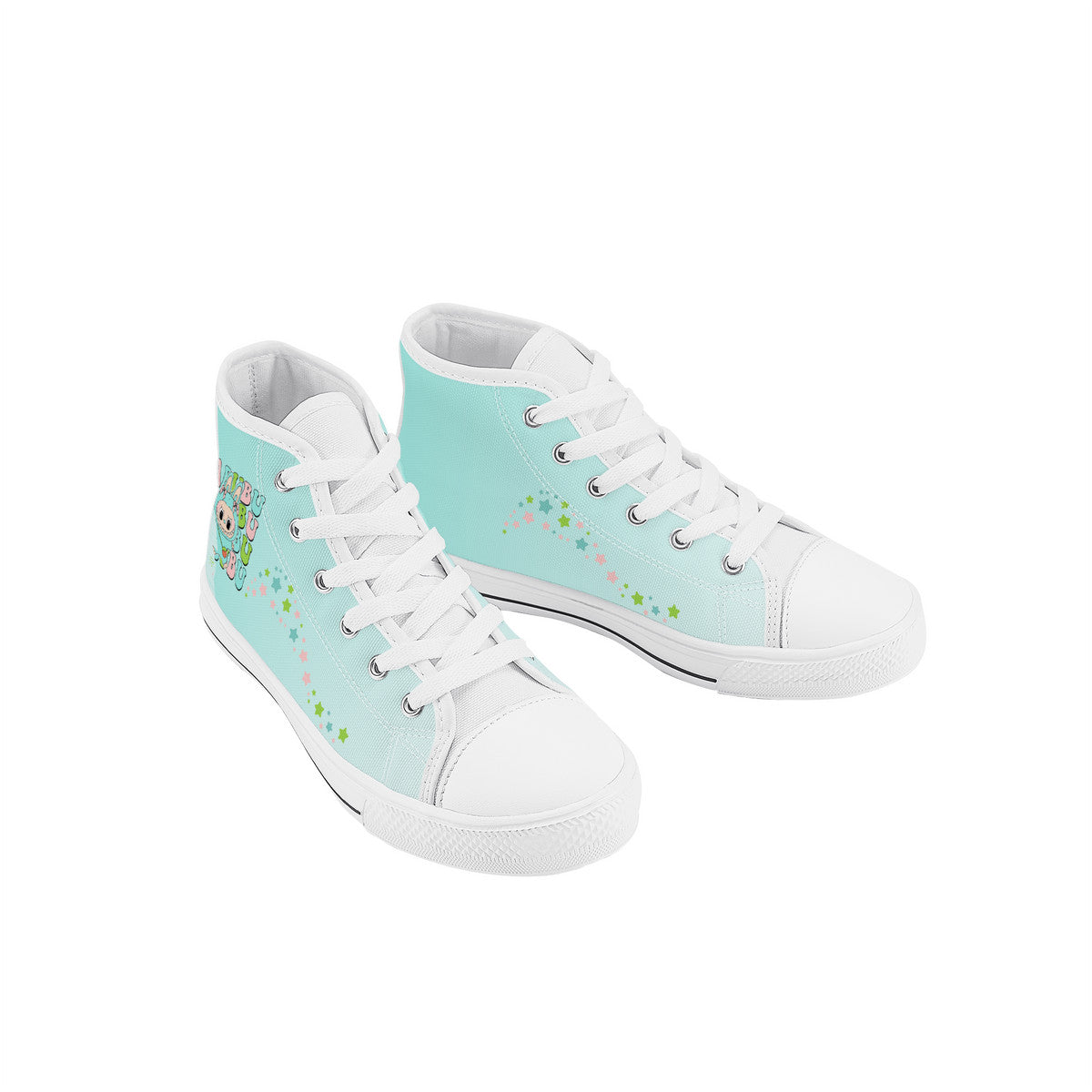 Kids High Top Canvas Shoes Labubu Green Sneakers