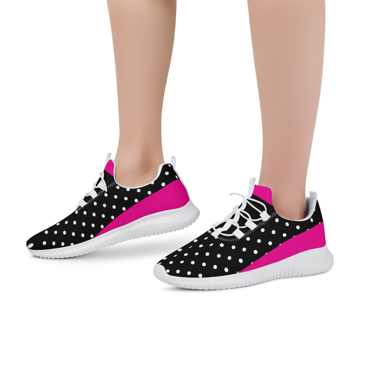 Fitness Sneakers - Polka Dot - Black & Pink