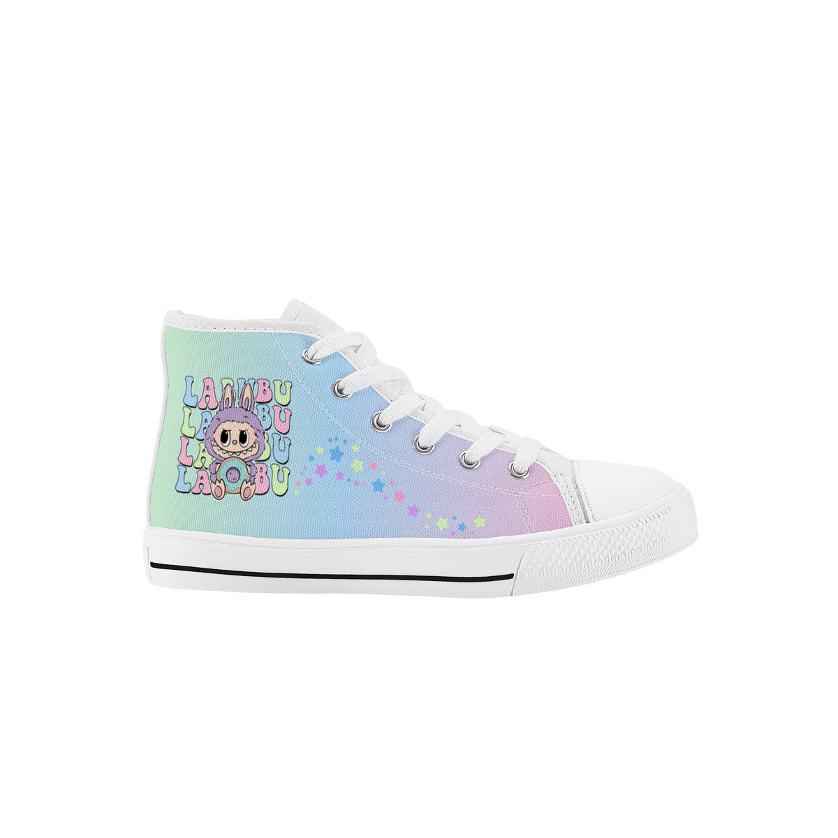 Kids High Top Canvas Shoes Labubu Rainbow Sneakers