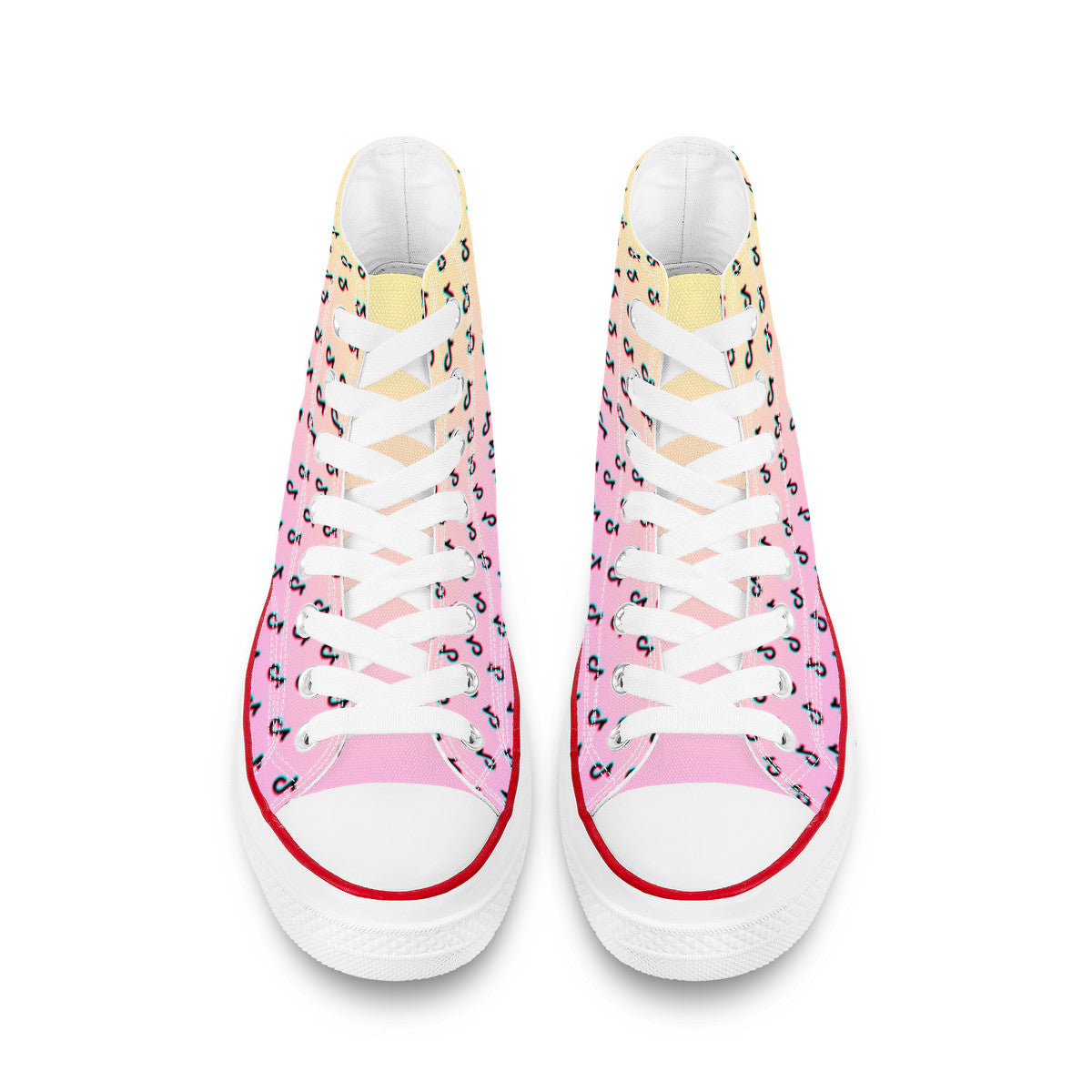 TikTok High Top Canvas Shoes - Pink and Yellow TikTok Sneakers - SD-style-shop