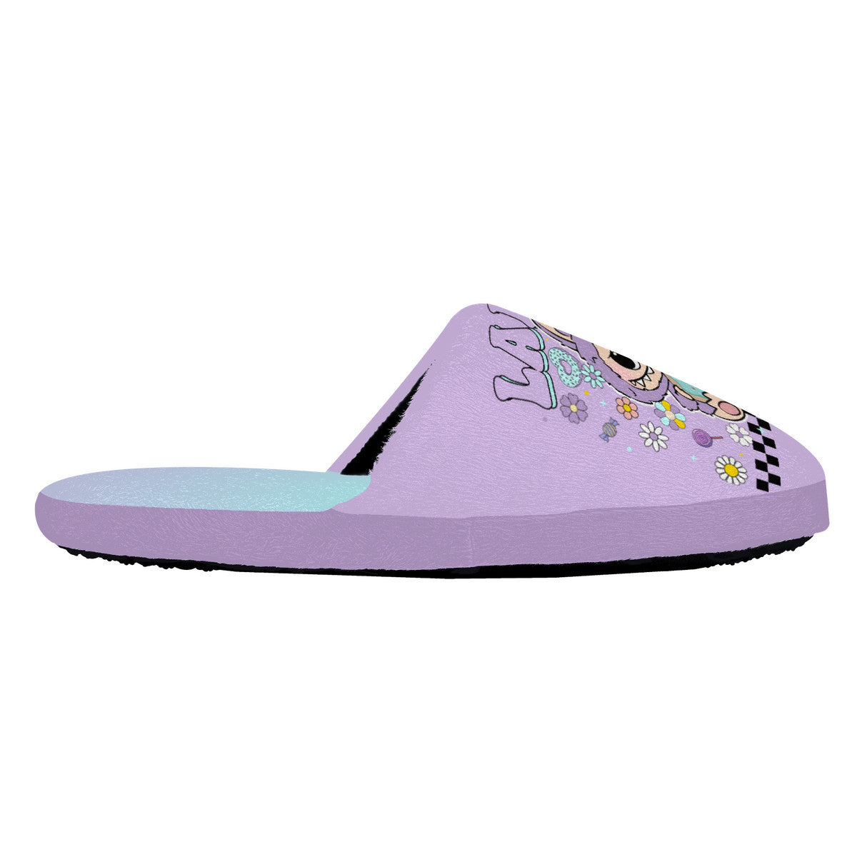 Purple Labubu Monster Slippers – Soft Indoor Shoes with Non-Slip Soles