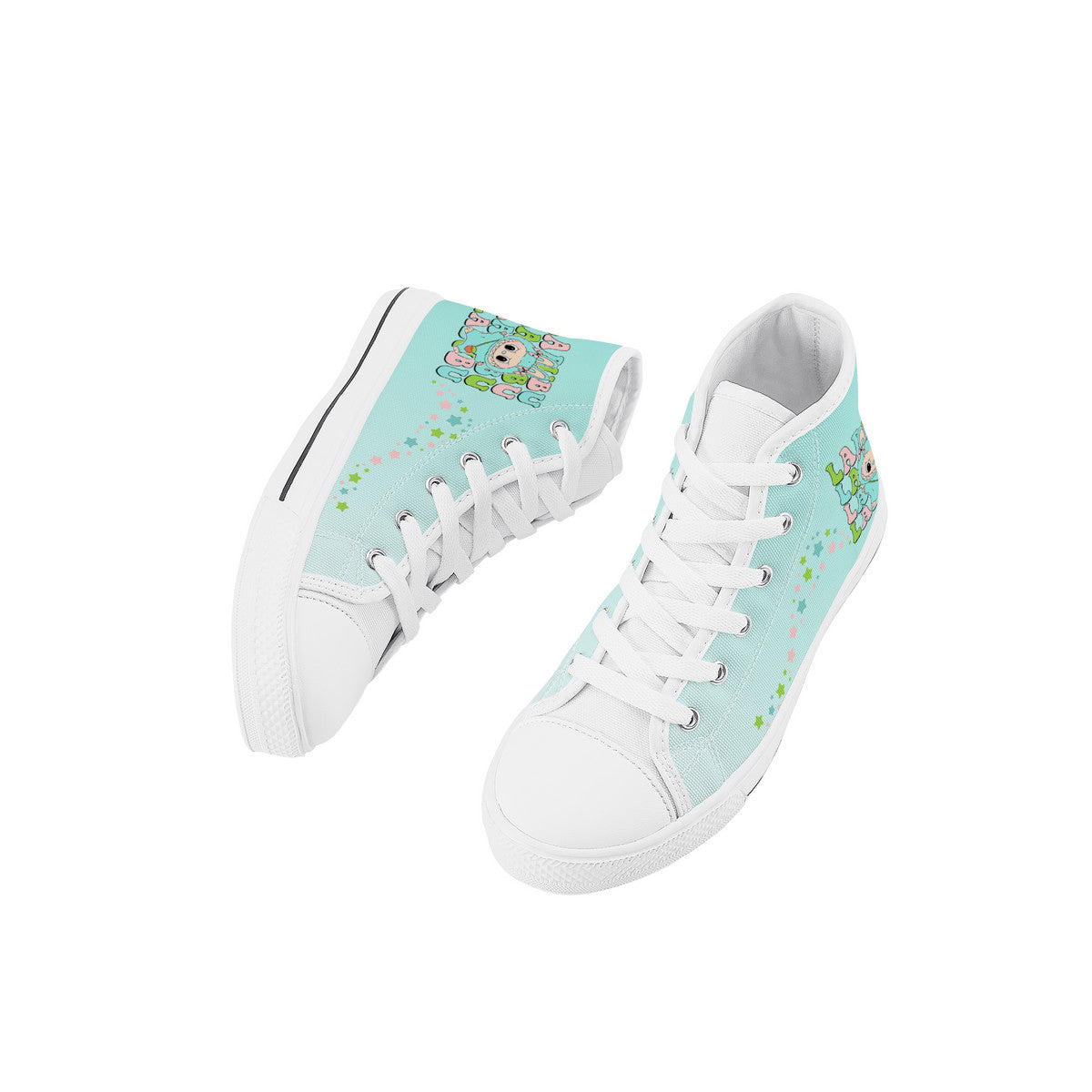 Kids High Top Canvas Shoes Labubu Green Sneakers