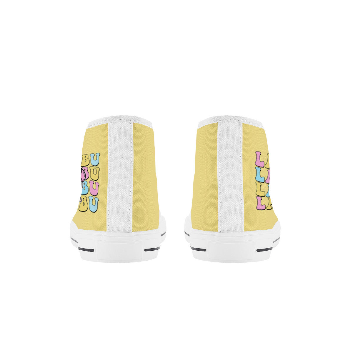Kids High Top Canvas Shoes Labubu Yellow Sneakers