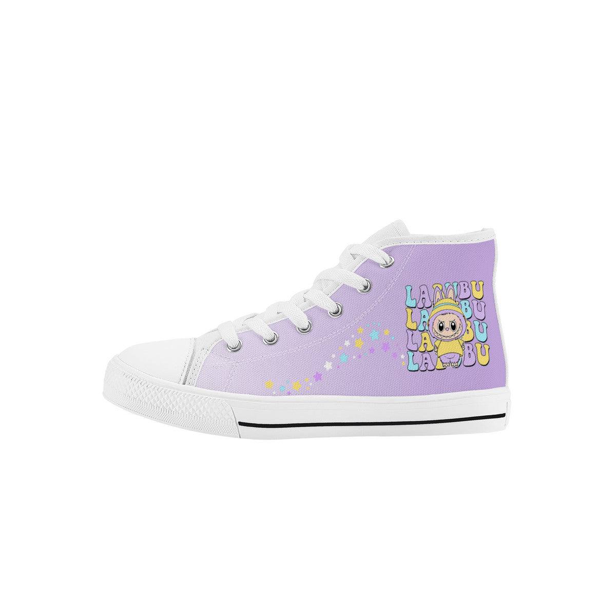 Kids High Top Canvas Shoes Labubu Purple Sneakers