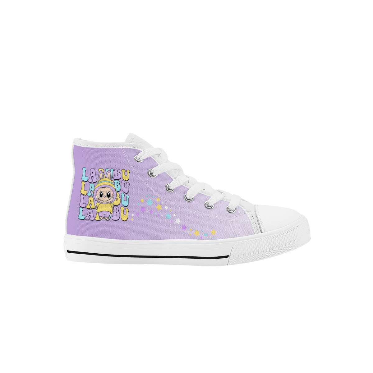 Kids High Top Canvas Shoes Labubu Purple Sneakers