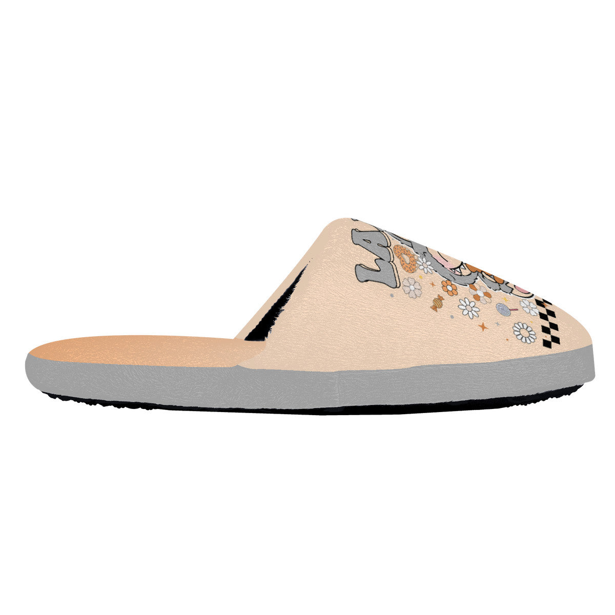 Beige Labubu Monster Slippers – Soft Indoor Shoes with Non-Slip Soles