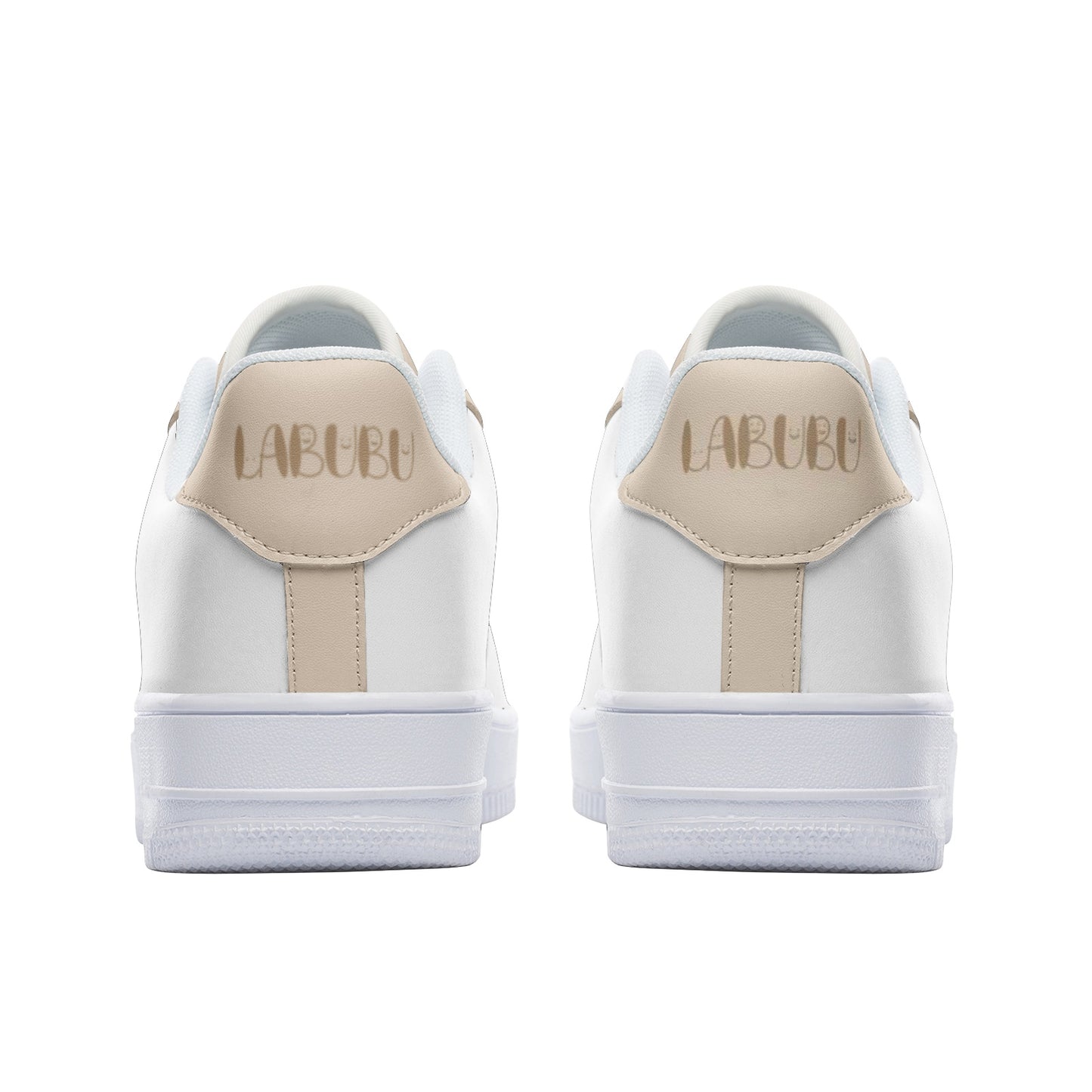 Kawaii Low Top Leather Labubu Sneakers- beige