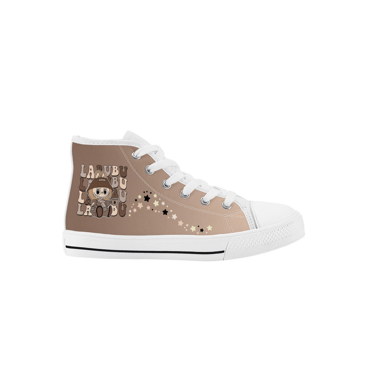 Kids High Top Canvas Shoes Labubu Brown Sneakers