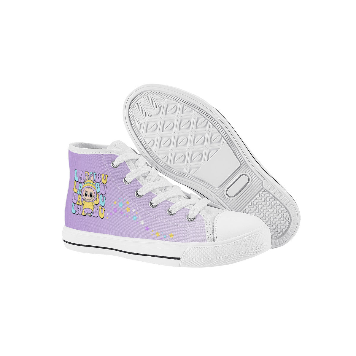 Kids High Top Canvas Shoes Labubu Purple Sneakers