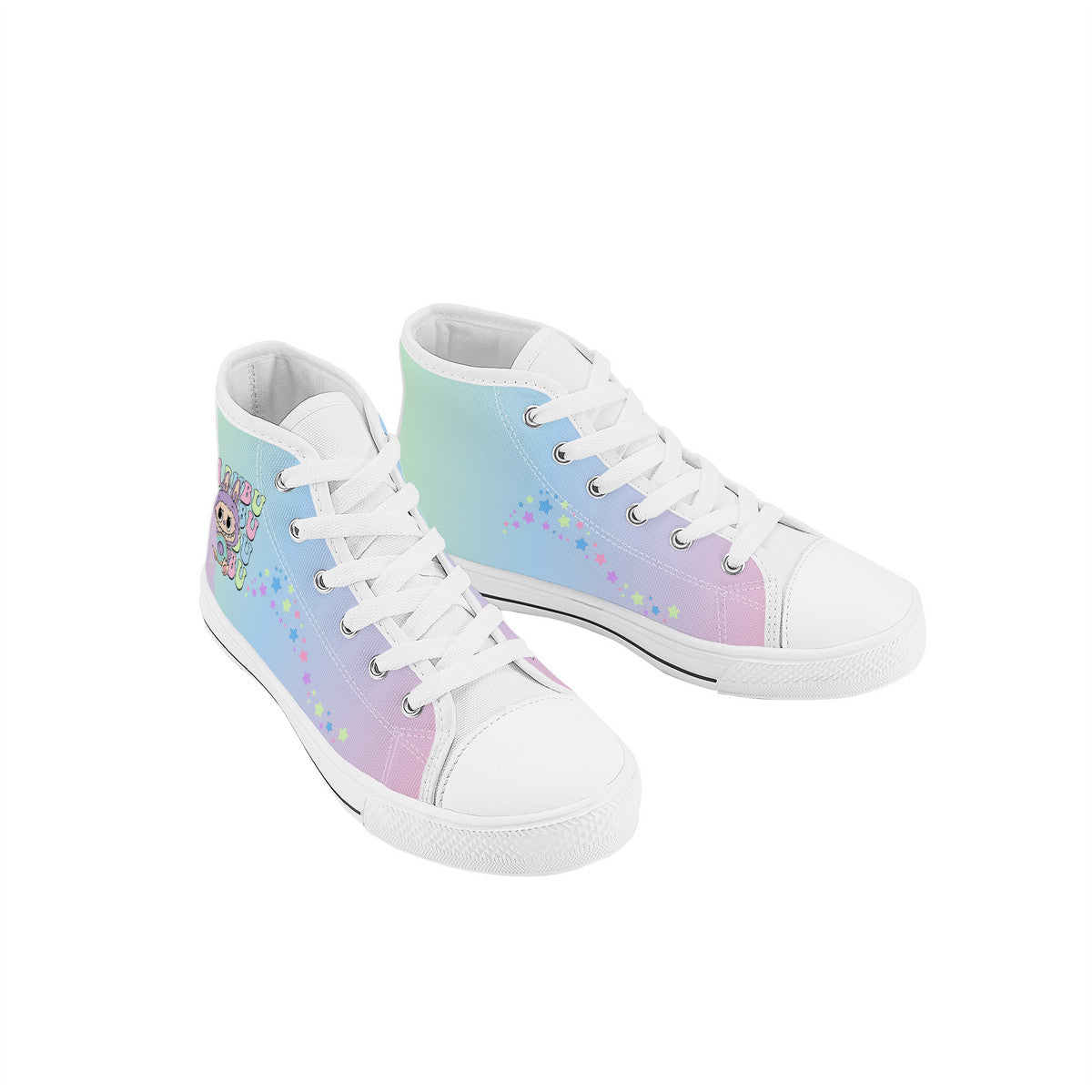 Kids High Top Canvas Shoes Labubu Rainbow Sneakers