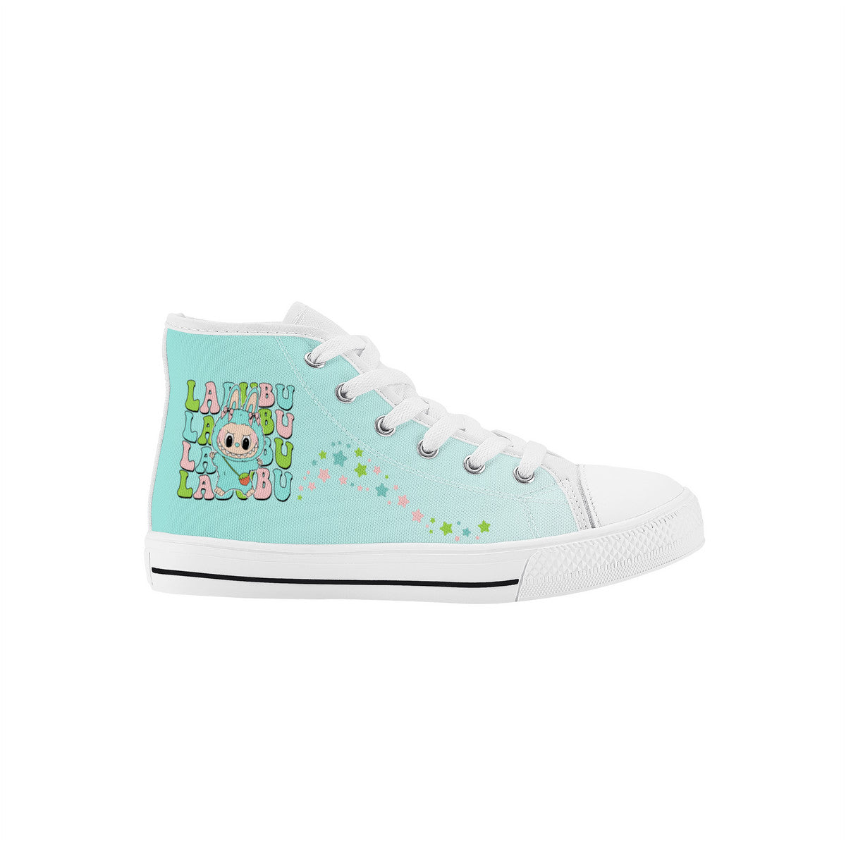 Kids High Top Canvas Shoes Labubu Green Sneakers
