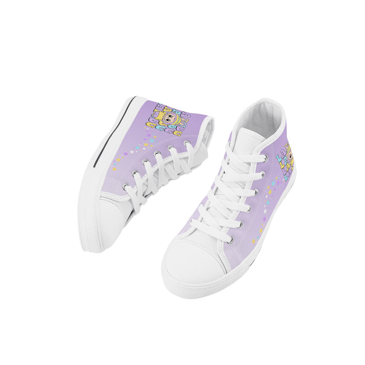 Kids High Top Canvas Shoes Labubu Purple Sneakers