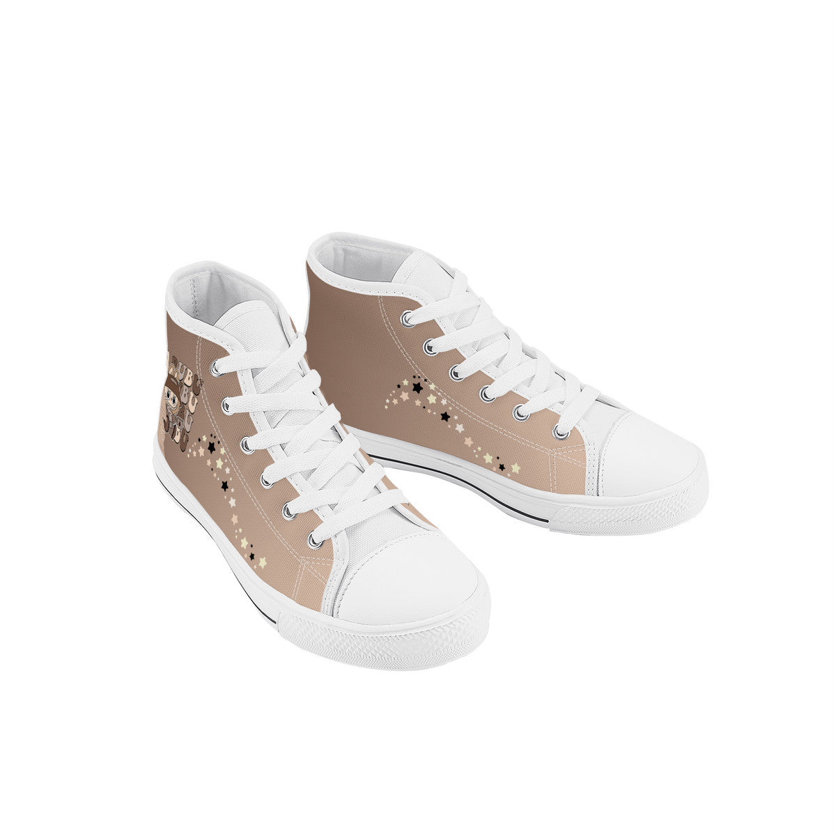 Kids High Top Canvas Shoes Labubu Brown Sneakers