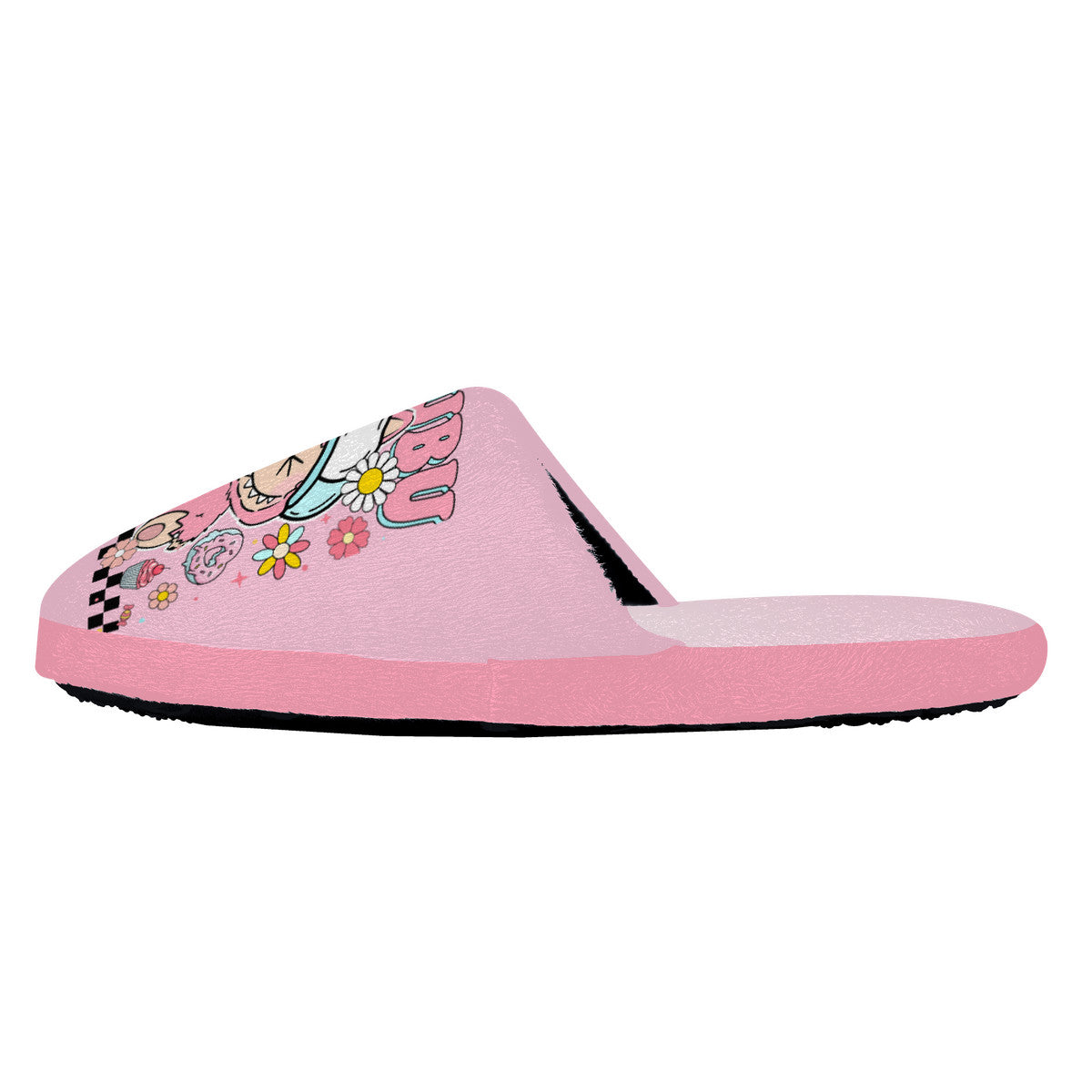 Pink Labubu Monster Slippers – Soft Indoor Shoes with Non-Slip Soles