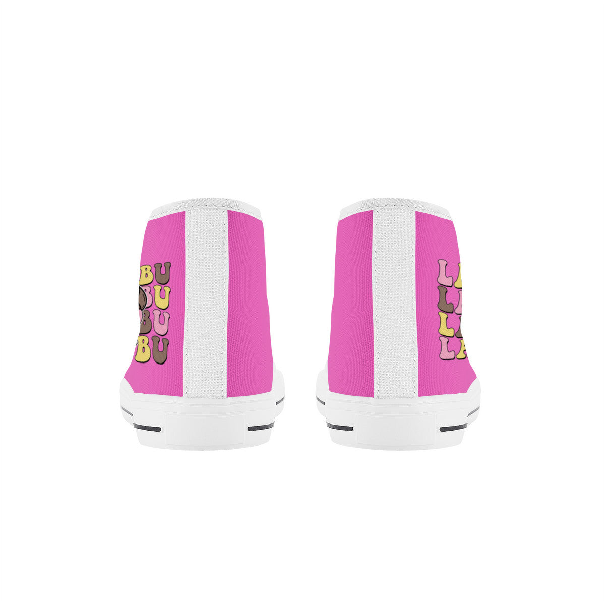 Kids High Top Canvas Shoes Labubu Pink Sneakers
