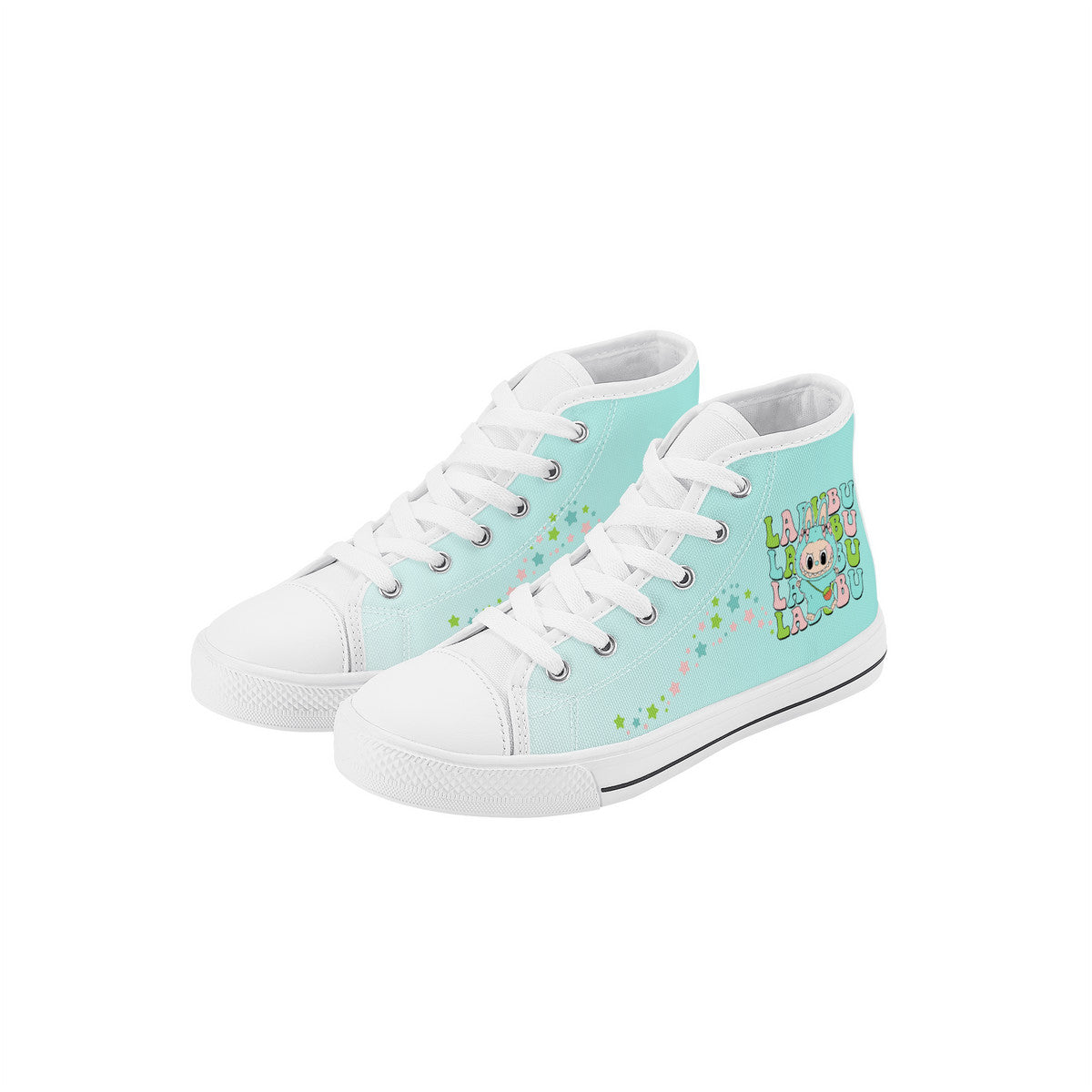 Kids High Top Canvas Shoes Labubu Green Sneakers