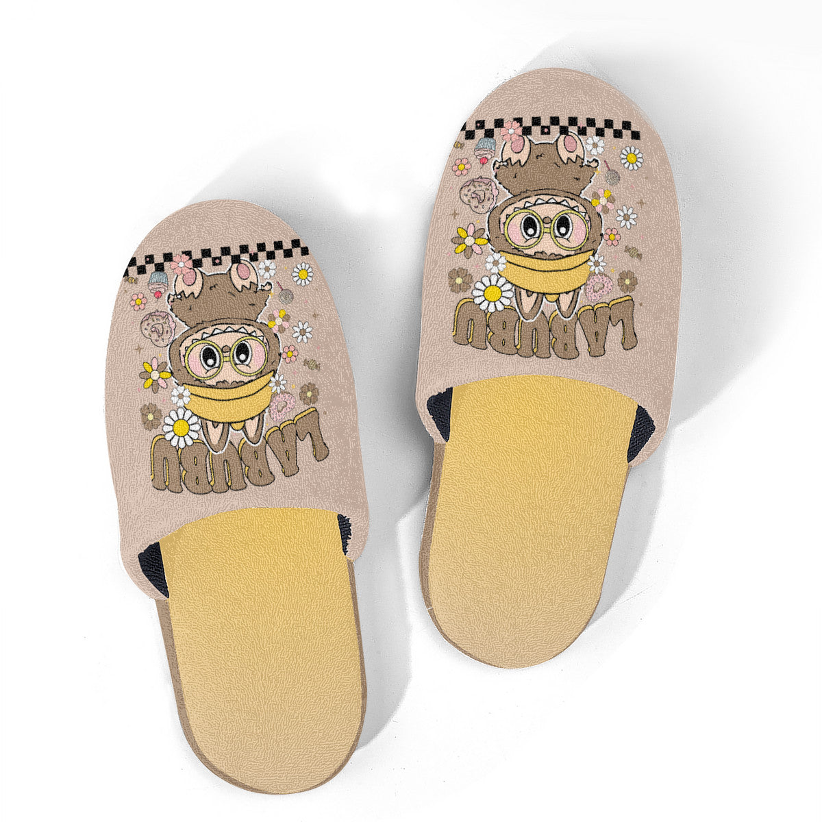 Brown Labubu Monster Slippers – Soft Indoor Shoes with Non-Slip Soles