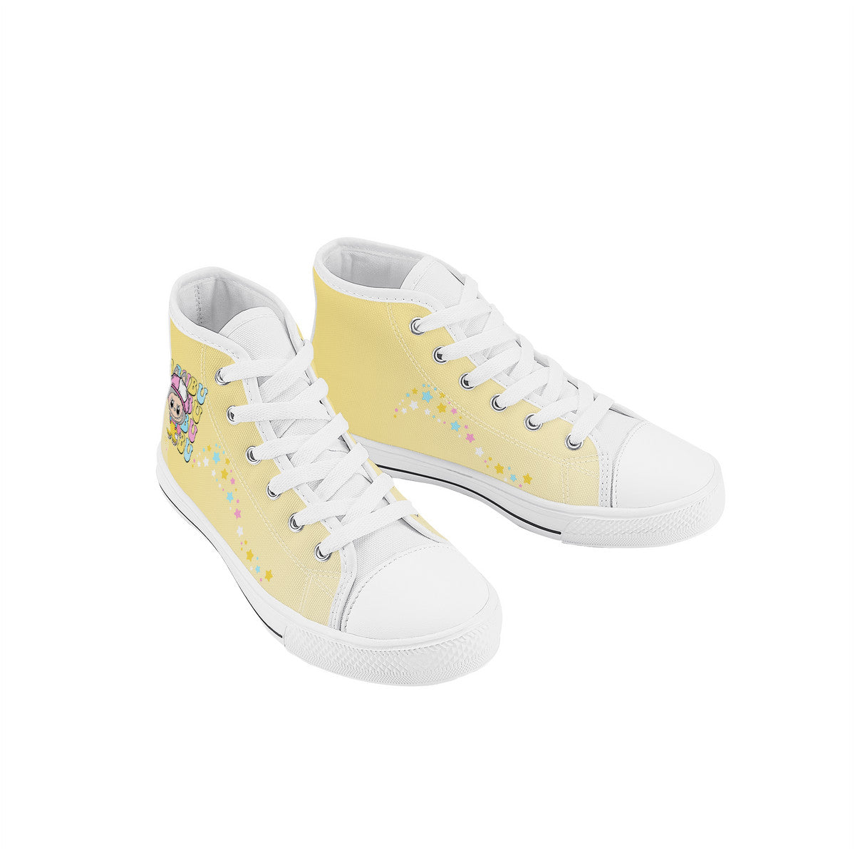 Kids High Top Canvas Shoes Labubu Yellow Sneakers