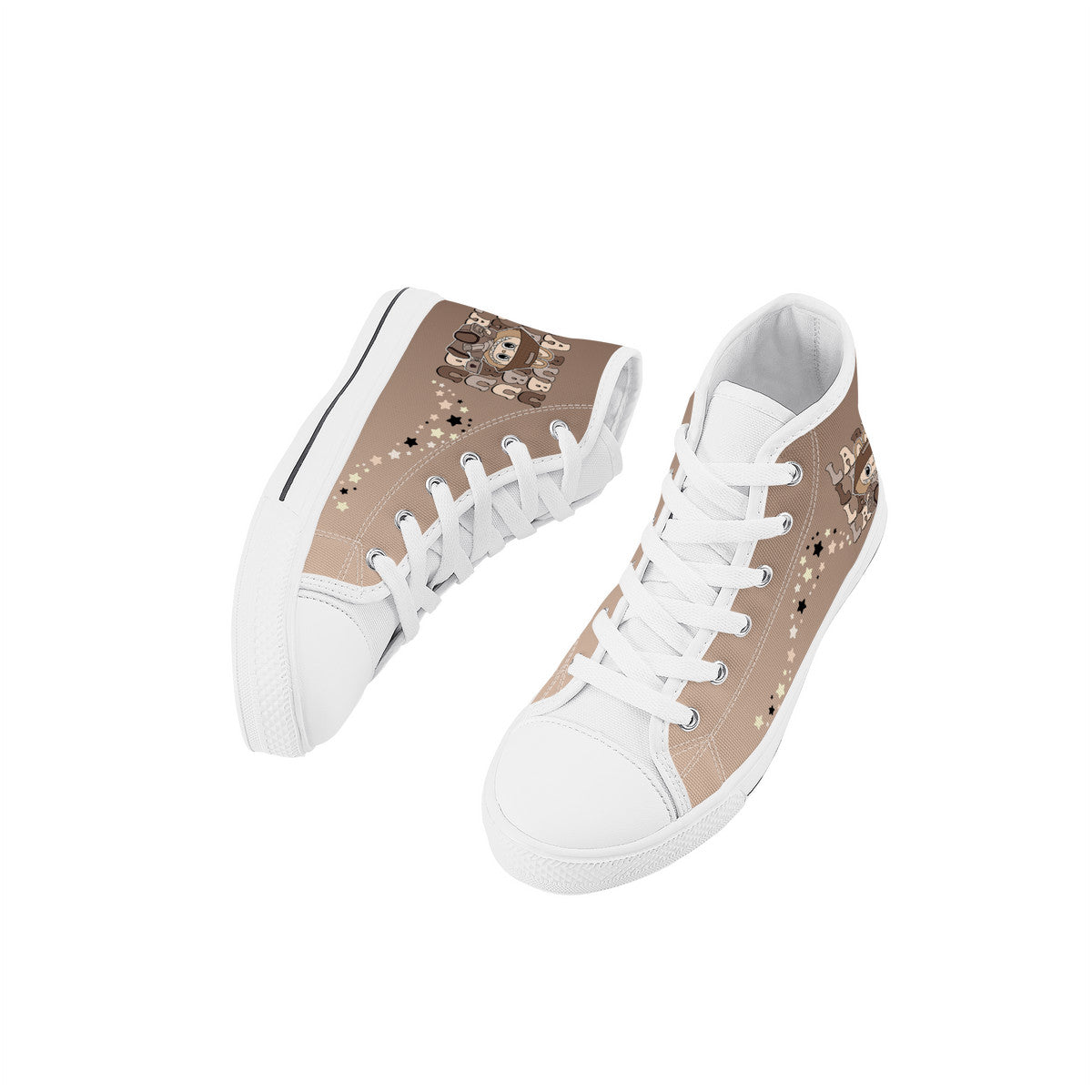 Kids High Top Canvas Shoes Labubu Brown Sneakers