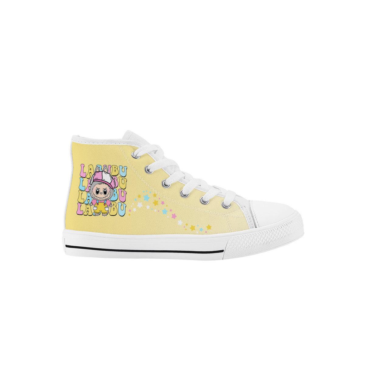 Kids High Top Canvas Shoes Labubu Yellow Sneakers