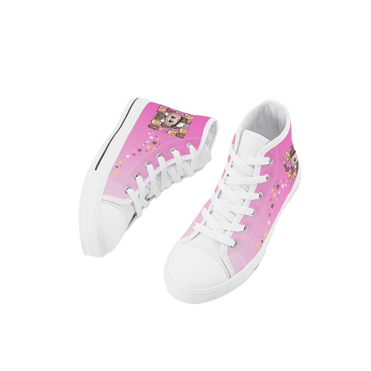 Kids High Top Canvas Shoes Labubu Pink Sneakers