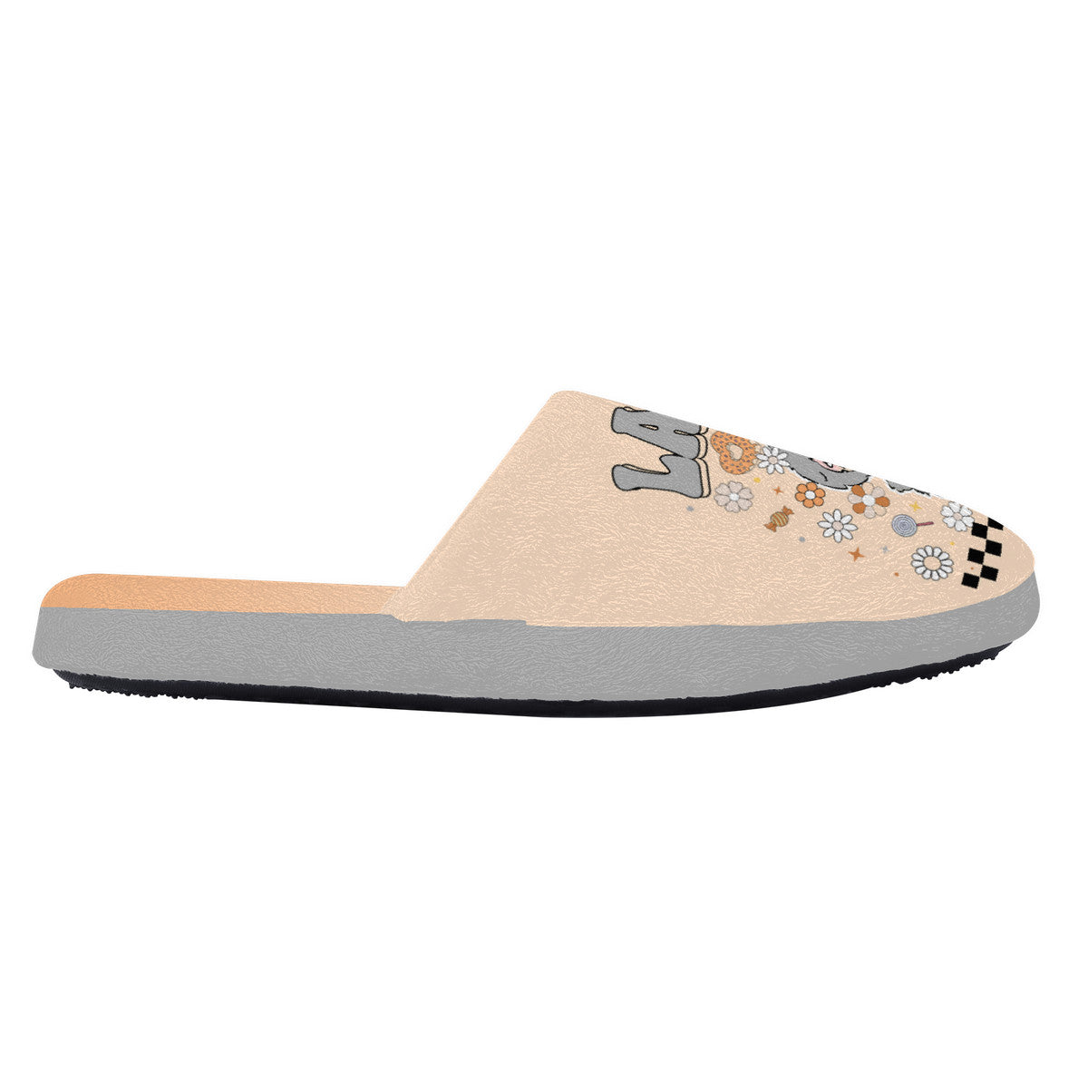 Beige Labubu Monster Slippers – Soft Indoor Shoes with Non-Slip Soles