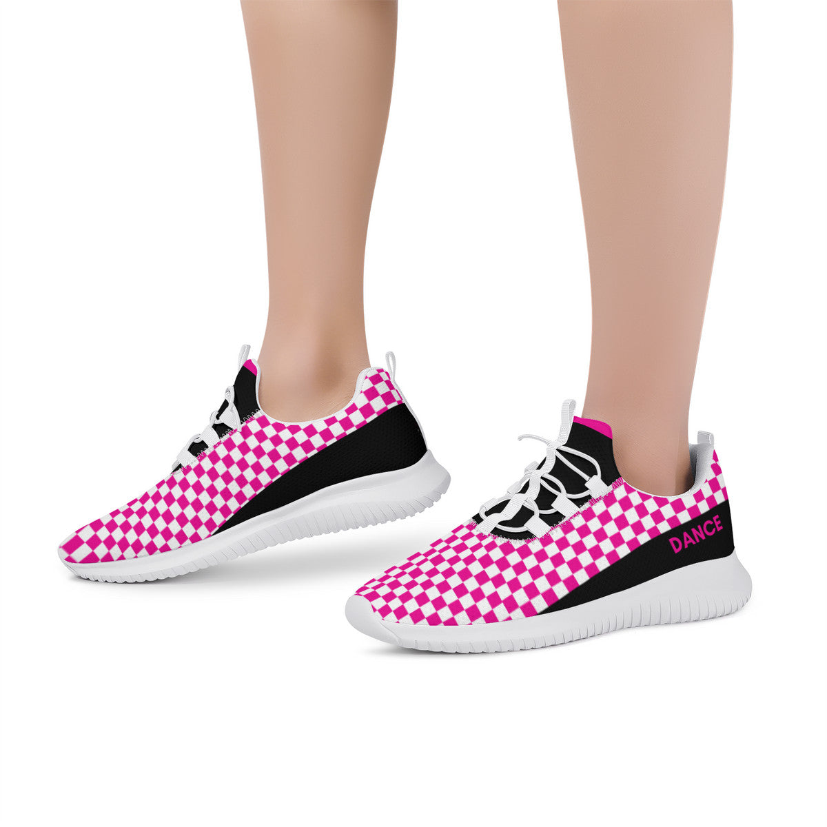 Dance Sneakers - Checkered Pink Dance Shoes