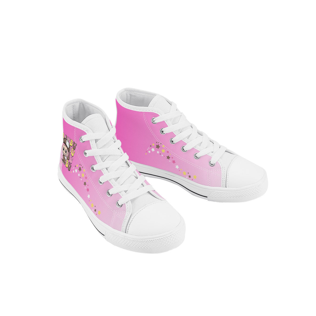Kids High Top Canvas Shoes Labubu Pink Sneakers