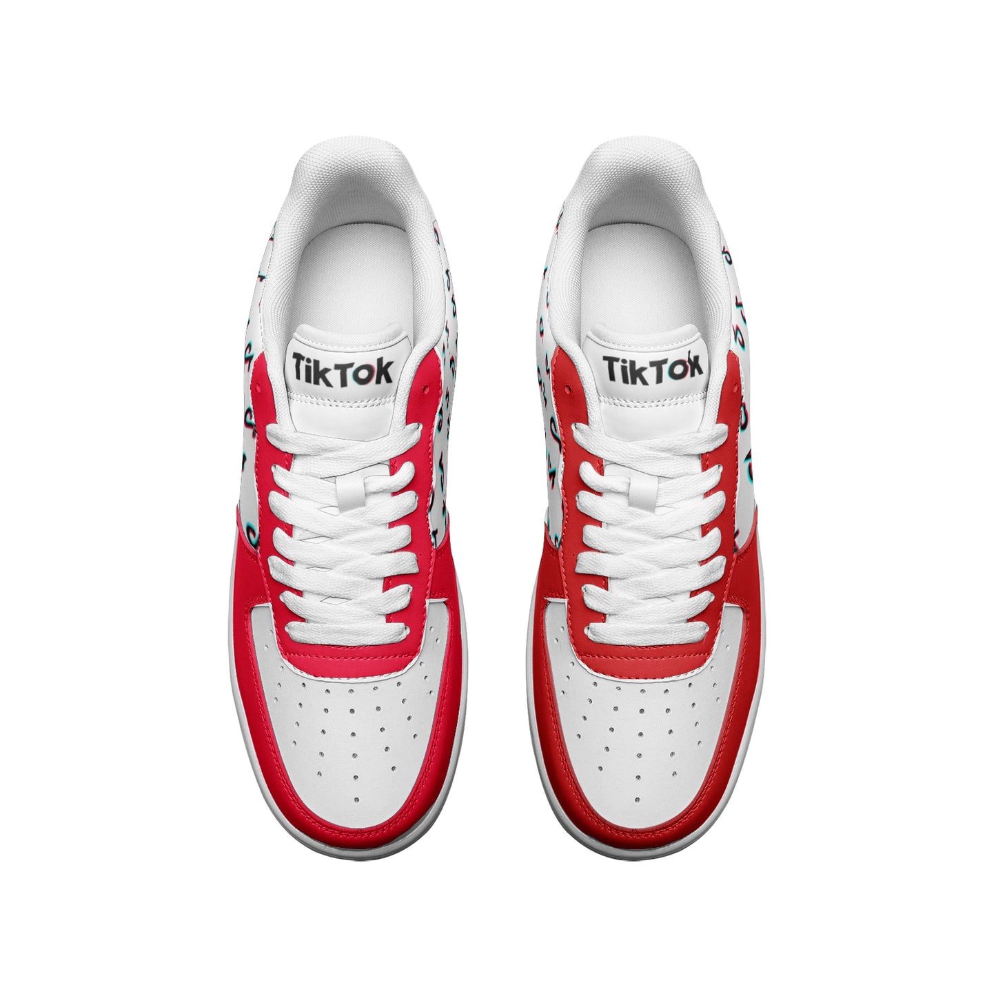 TikTok Unisex Low Top Leather Sneakers - Red - SD-style-shop