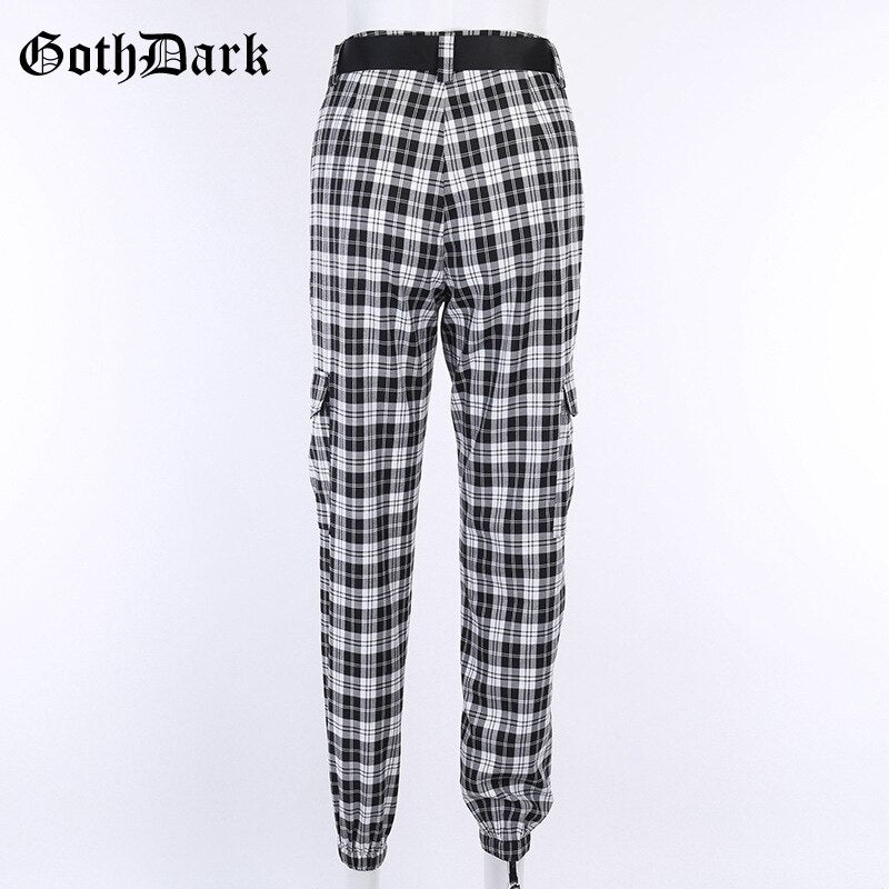 Black and White Harajuku plaid cargo pants - SD-style-shop