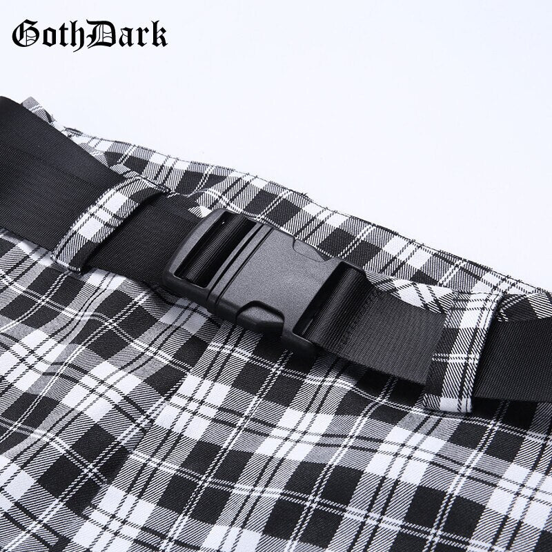 Black and White Harajuku plaid cargo pants - SD-style-shop
