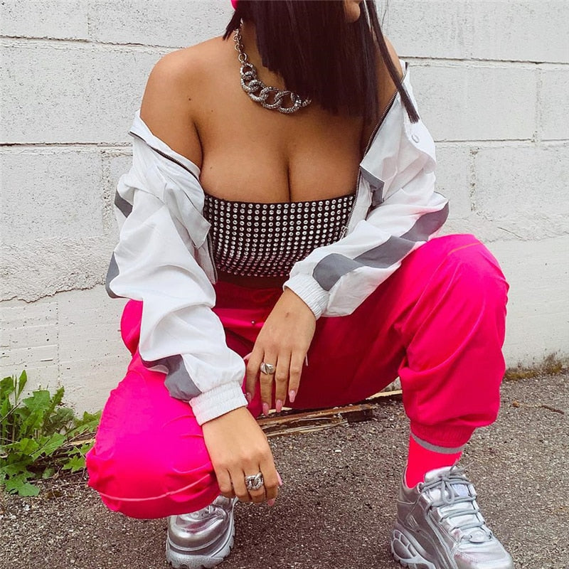 Pink Striped High Waist Sweatpants - SD-style-shop