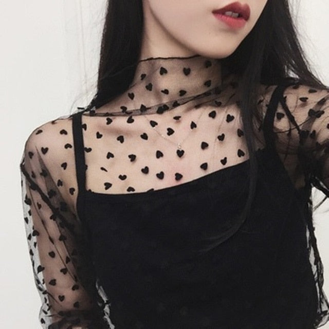 Harajuku Mesh Top Transparent net shirt - SD-style-shop