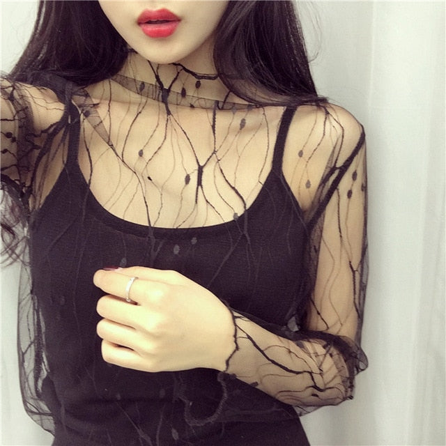 Harajuku Mesh Top Transparent net shirt - SD-style-shop
