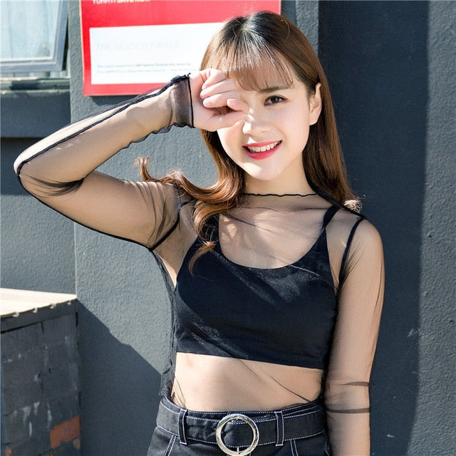 Harajuku Mesh Top Transparent net shirt - SD-style-shop