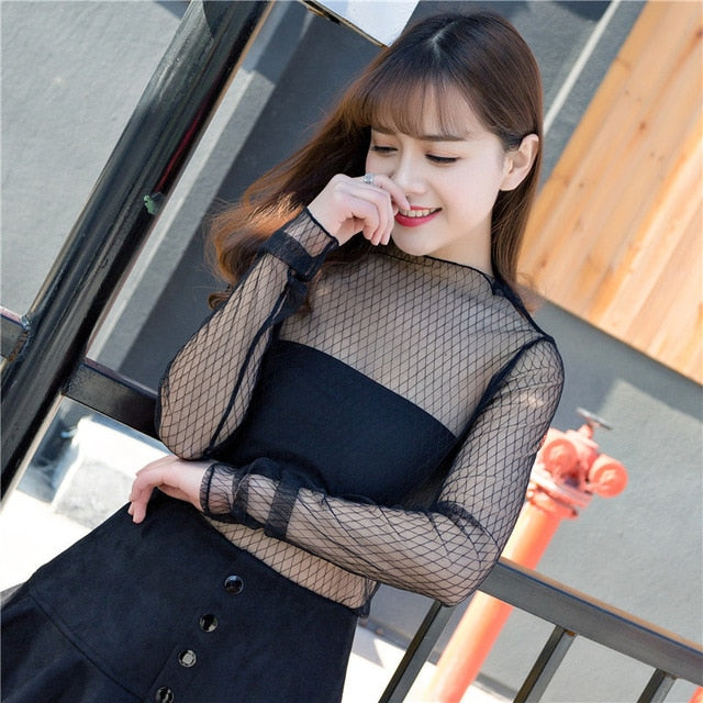 Harajuku Mesh Top Transparent net shirt - SD-style-shop