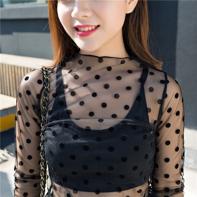 Harajuku Mesh Top Transparent net shirt - SD-style-shop